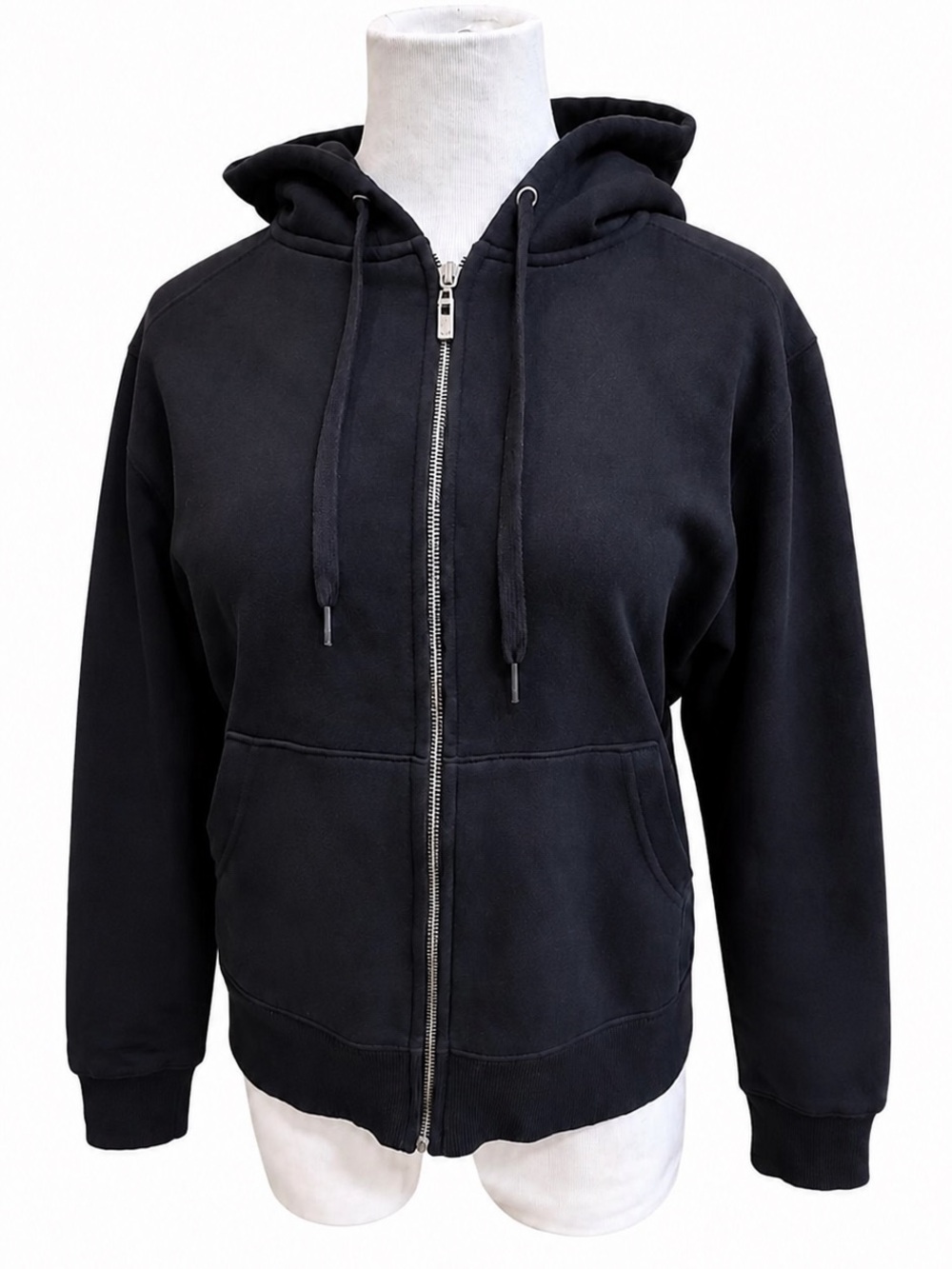 Women's Black Zip-Up Hooded Jacket - Lightweight Hoodie Size Medium